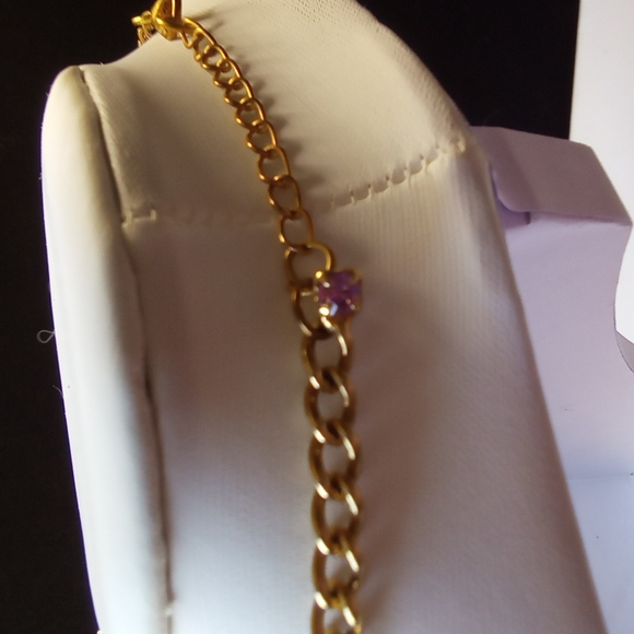 Victorian  Amethyst Rhinestone Juliana Necklace In Gold - Picture 8 of 9